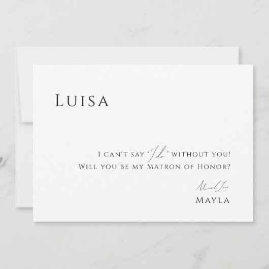 Script ミニマル Photo Matron of Honor Proposal Card 招待状 (裏面)