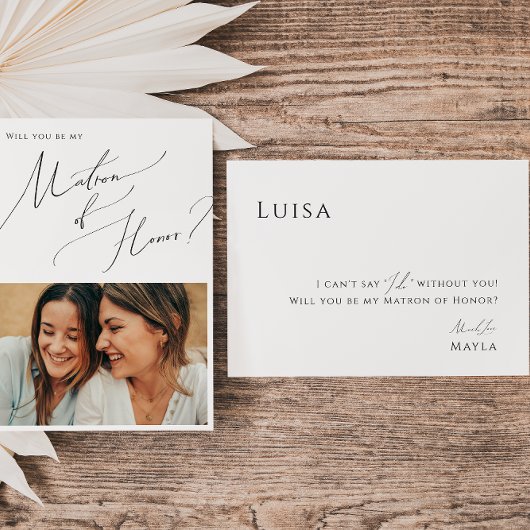 Script ミニマル Photo Matron of Honor Proposal Card 招待状