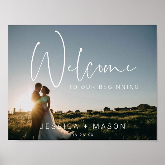 Script ミニマル Photo's Welcome結婚 Sign Poster ポスター (正面)