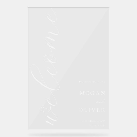 Script ミニマル Transparentの結婚歓迎 アクリルサイン (正面)