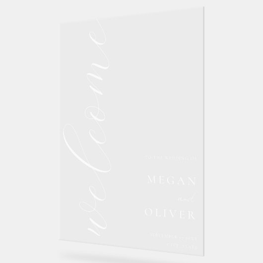 Script ミニマル Transparentの結婚歓迎 アクリルサイン (傾斜)