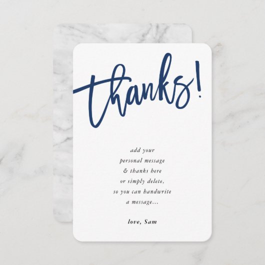 SCRIPT モダンありがとうネイビーブルーインク 招待状 (正面/裏面)