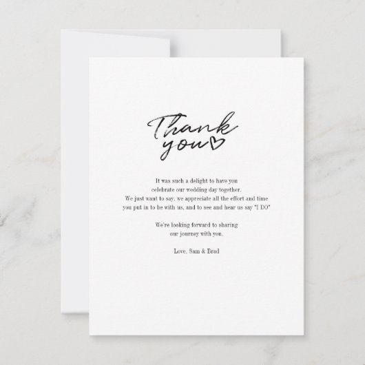 Script モダン結婚の写真 ノートカード (裏面)