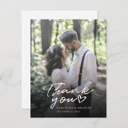 Script モダン結婚の写真 ノートカード (正面/裏面)