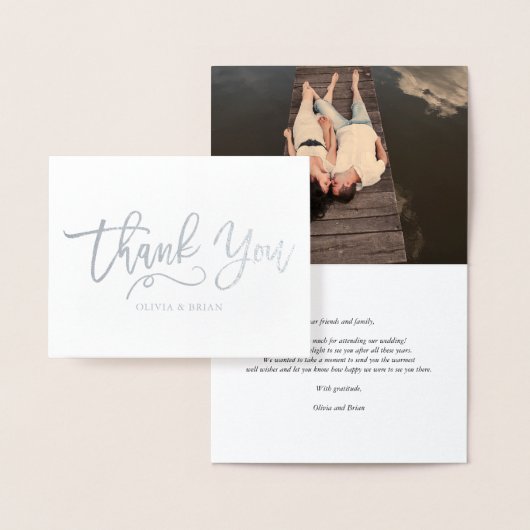 Script モダン結婚の写真 箔カード (ディスプレー)