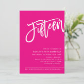 SCRIPT モダン 15th誕生日パーティー熱ピンクホワイト 招待状 (スタンド正面)