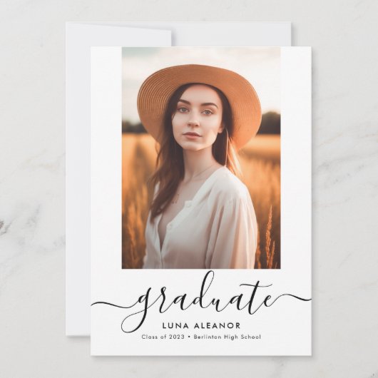 Script モダン 2023エレガント卒業写真 案内状 (正面)