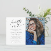 Script モダン 21st誕生日パーティー写真水平 招待状 (スタンド正面)