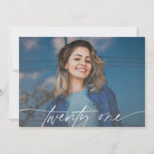 Script モダン 21st誕生日パーティー写真水平 招待状 (裏面)