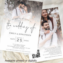 Script モダン 2 Photos Overlay QR Code 結婚's