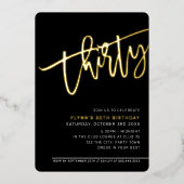 SCRIPT モダン 30th誕生日パーティー白黒金ゴールド 箔招待状 (正面)