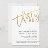 SCRIPT モダン 30th誕生日パーティー金ゴールドグリッター 招待状 (正面)