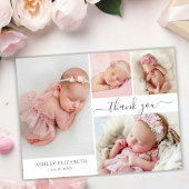 Script モダン 4フォトコラージュベビーありがとう ポストカード