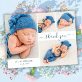 Script モダン 4フォトコラージュベビーありがとう ポストカード