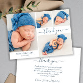 Script モダン 4フォトコラージュ男の赤ちゃんありがとう サンキューカード
