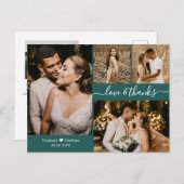 Script モダン 4 Photo Collage's 結婚 Thank You ポストカード (正面/裏面)