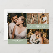 Script モダン 4 Photo Collage's 結婚 Thank You ポストカード (正面/裏面)