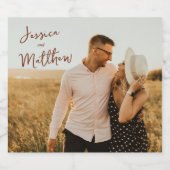 Script モダン Autumn Folids Save the Date Photo スパークリングワインラベル (シングルラベル)