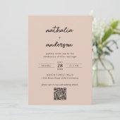 Script モダン Boho Beige写真QRコード結婚s 招待状 (スタンド正面)