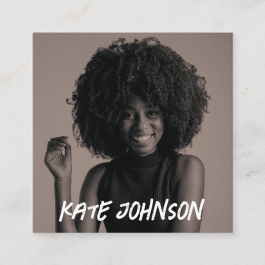 Script モダン Business Logoフォトグラファー写真 スクエア名刺 (正面)