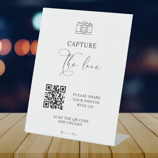 Script モダン Capture The Love QR code 結婚's 台座サイン