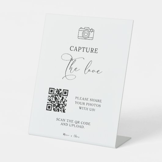 Script モダン Capture The Love QR code 結婚's 台座サイン (正面)
