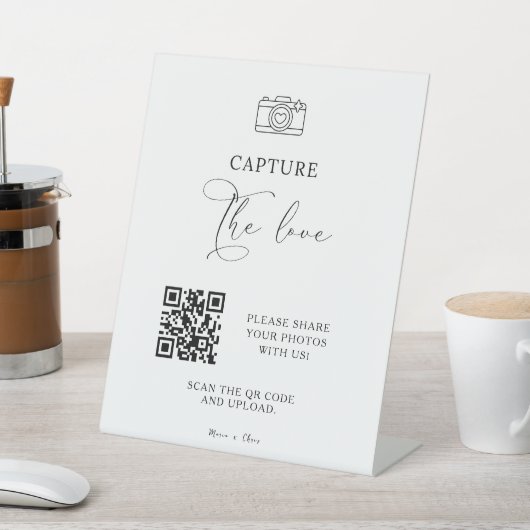Script モダン Capture The Love QR code 結婚's 台座サイン (インサイチュ)