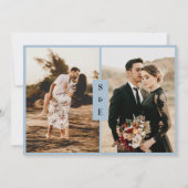 Script モダン Dusty Blue Photo結婚's セーブザデート (裏面)