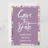 Script モダン Dusty Lavender Photo Save The Date 案内状 (正面)