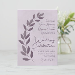 Script モダン Dusty Purple Heather葉の結婚s 招待状