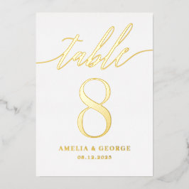 Script モダン FOIL実在テーブル番号カード 箔招待状