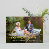 Script モダン FOIL実在フォトサンキューカード 箔招待状 (立ち正面)