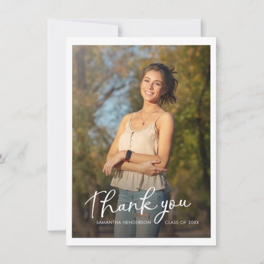 Script モダン Gradation 2025写真Grad サンキューカード (正面)