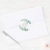 Script モダン Greenery Flowers'結婚 S Thank You ラウンドシール (封筒)