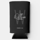 Script モダン Groomsmenパーソナライズされたクーラーボックス スリム缶クーラー (正面)