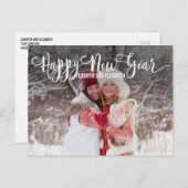 Script モダン Happy New Yearの写真はがき シーズンポストカード (正面/裏面)