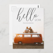 Script モダン Hello Happy New Yearの写真 ポストカード (正面/裏面)