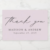 Script モダン Lavenderの結婚感謝 スパークリングワインラベル (シングルラベル)