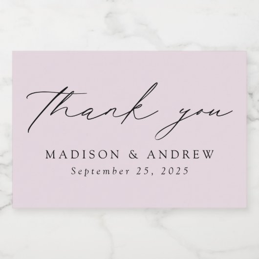 Script モダン Lavenderの結婚感謝 スパークリングワインラベル (シングルラベル)