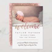 Script モダン Lights写真の誕生のお知らせ 案内状 (正面/裏面)