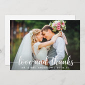 Script モダン Loveの感謝してい結婚カップル写真 サンキューカード (正面/裏面)