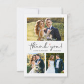 Script モダン Loveハートの結婚写真コラージュ サンキューカード (正面)