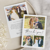 Script モダン Loveハートの結婚写真コラージュ サンキューカード