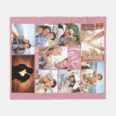 Script モダン LOVEハートフォトコラージュバラ名 フリースブランケット (正面(横))