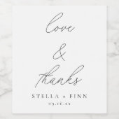 Script モダン Love & 感謝してい結婚式の引き出物 ワインラベル (シングルラベル)