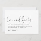 Script モダン Love Photo感謝していの結婚Thank You カード (正面)