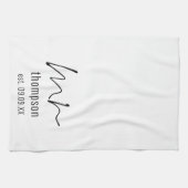 Script モダン Mr Name Date Newlywed Keepsake キッチンタオル (横)