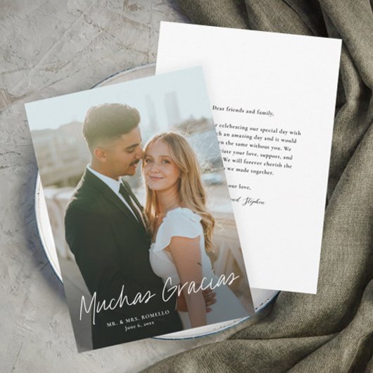 Script モダン Muchas Gracias Photo 結婚's サンキューカード