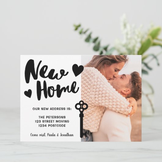 Script モダン Newホームカッコいいフォト鍵の移動 案内状 (スタンド正面)