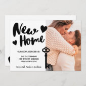 Script モダン Newホームカッコいいフォト鍵の移動 案内状 (正面/裏面)